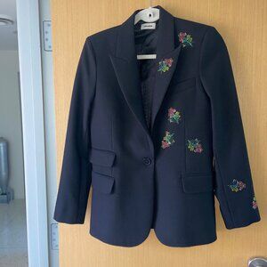 Zadig Voltaire Womens Blazer Size 34 Black Venus Strass Floral Casual